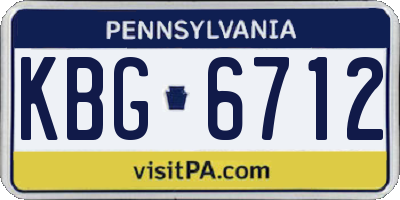 PA license plate KBG6712