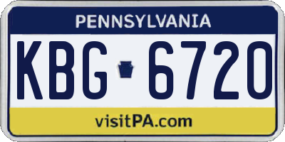 PA license plate KBG6720