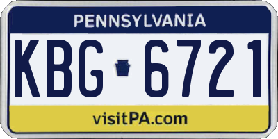 PA license plate KBG6721