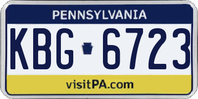 PA license plate KBG6723