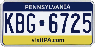 PA license plate KBG6725