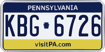 PA license plate KBG6726