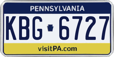 PA license plate KBG6727