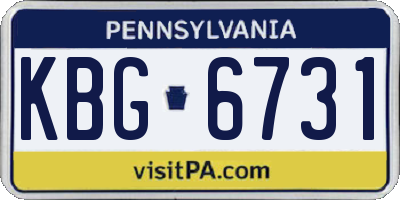PA license plate KBG6731