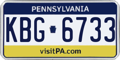 PA license plate KBG6733
