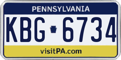 PA license plate KBG6734