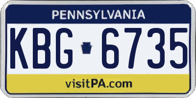 PA license plate KBG6735