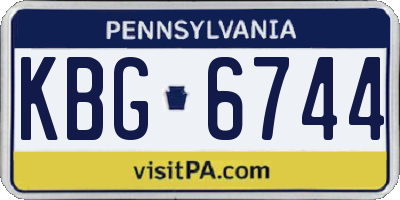 PA license plate KBG6744