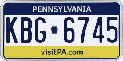 PA license plate KBG6745