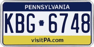 PA license plate KBG6748