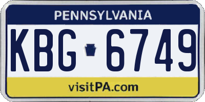 PA license plate KBG6749