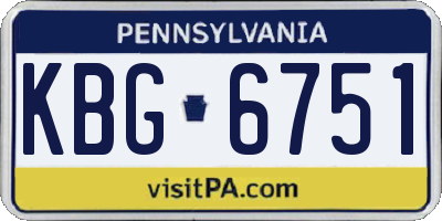 PA license plate KBG6751