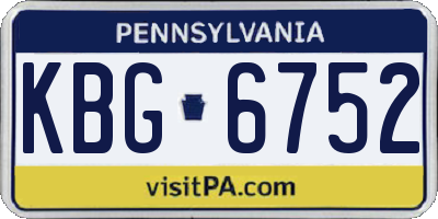 PA license plate KBG6752