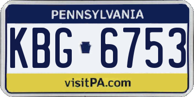 PA license plate KBG6753
