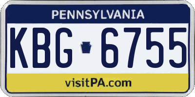 PA license plate KBG6755