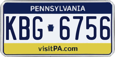 PA license plate KBG6756