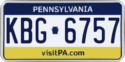 PA license plate KBG6757