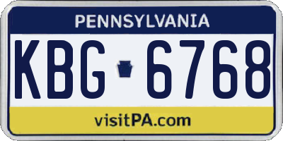 PA license plate KBG6768