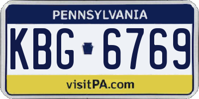 PA license plate KBG6769
