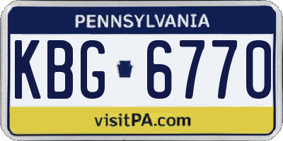 PA license plate KBG6770