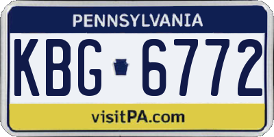 PA license plate KBG6772
