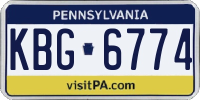 PA license plate KBG6774