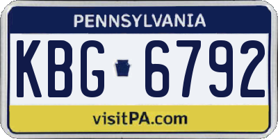 PA license plate KBG6792