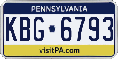 PA license plate KBG6793