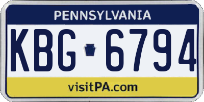 PA license plate KBG6794