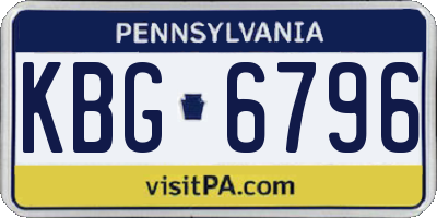 PA license plate KBG6796
