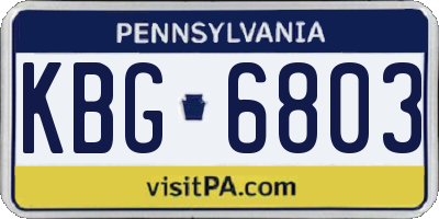 PA license plate KBG6803
