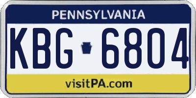 PA license plate KBG6804