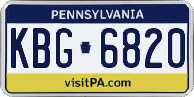 PA license plate KBG6820