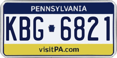 PA license plate KBG6821