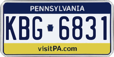 PA license plate KBG6831