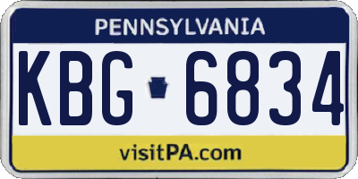 PA license plate KBG6834