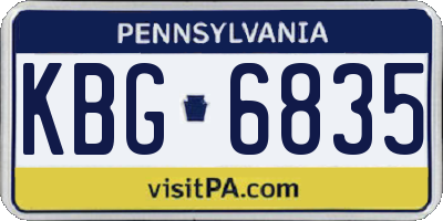 PA license plate KBG6835