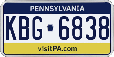 PA license plate KBG6838