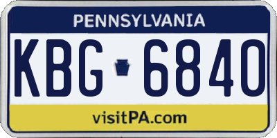PA license plate KBG6840
