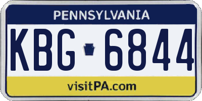 PA license plate KBG6844