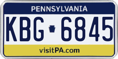 PA license plate KBG6845