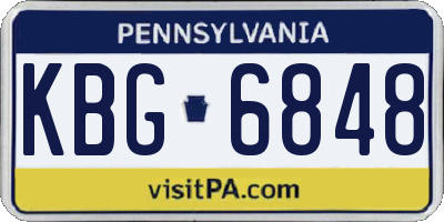 PA license plate KBG6848