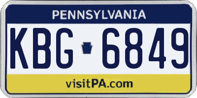 PA license plate KBG6849