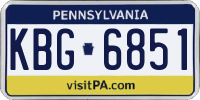 PA license plate KBG6851