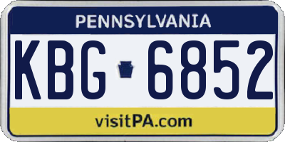 PA license plate KBG6852