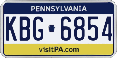 PA license plate KBG6854