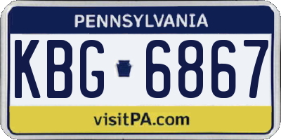 PA license plate KBG6867