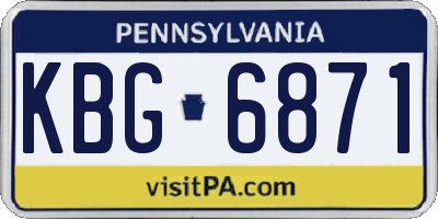 PA license plate KBG6871