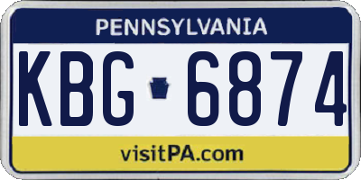 PA license plate KBG6874