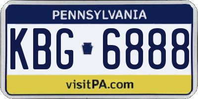 PA license plate KBG6888